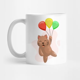 Adorable cat flying with balloon Mug